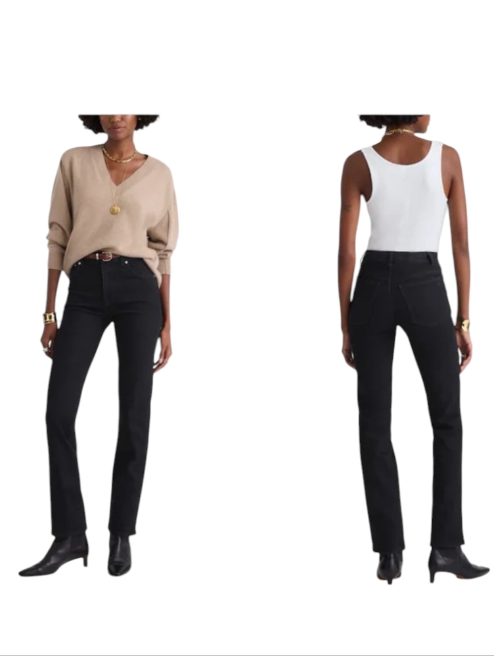 NWT Madewell The Longline Straight Jean Black Frost Size 30P